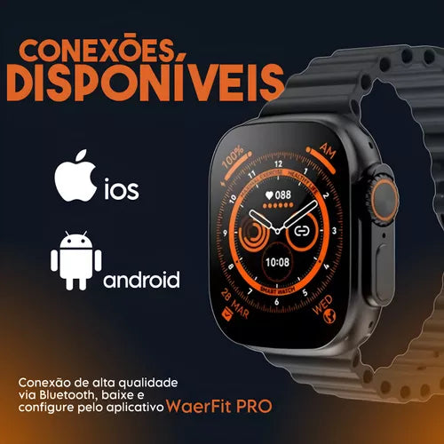 Relógio Smartwatch X8 Ultra Tela HD 49mm Laranja
