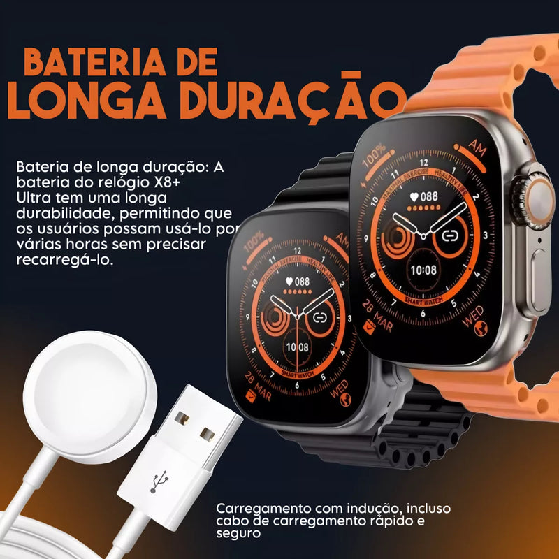 Relógio Smartwatch X8 Ultra Tela HD 49mm Laranja