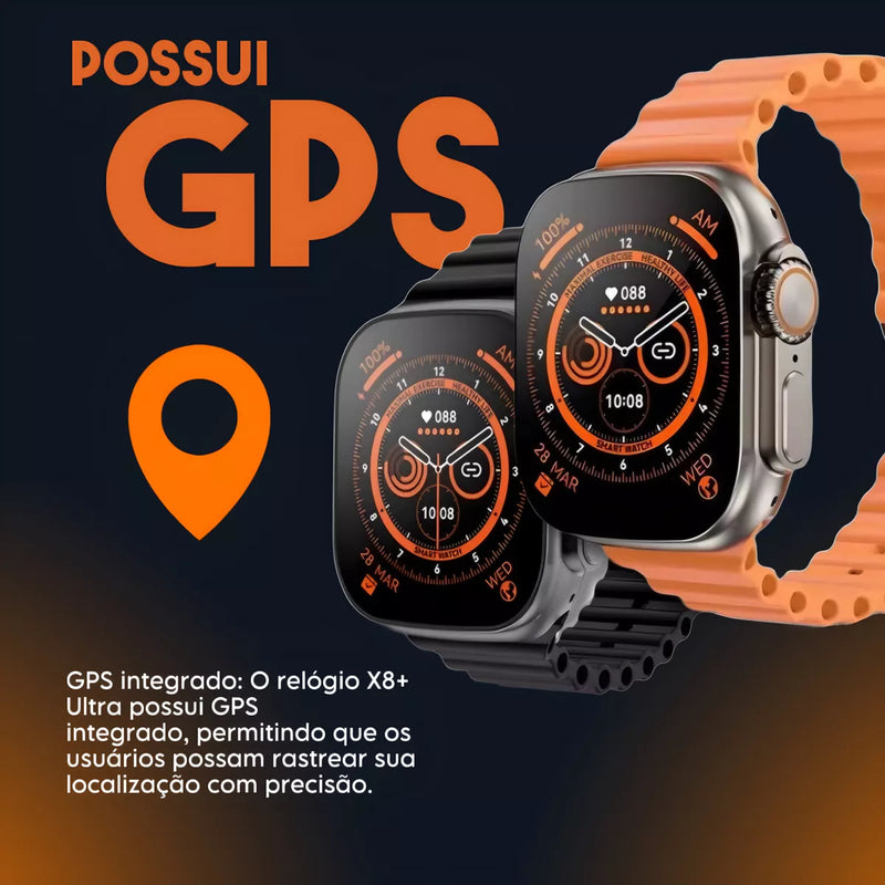 Relógio Smartwatch X8 Ultra Tela HD 49mm Laranja