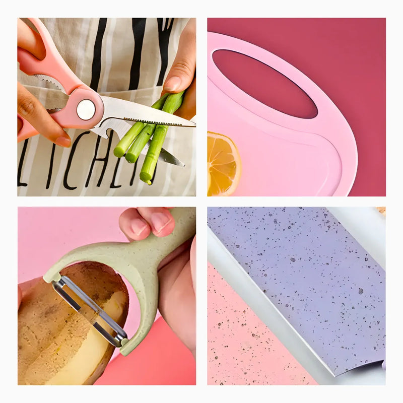 Conjunto de Facas 7 Peças Aço Inoxidável Coloridas