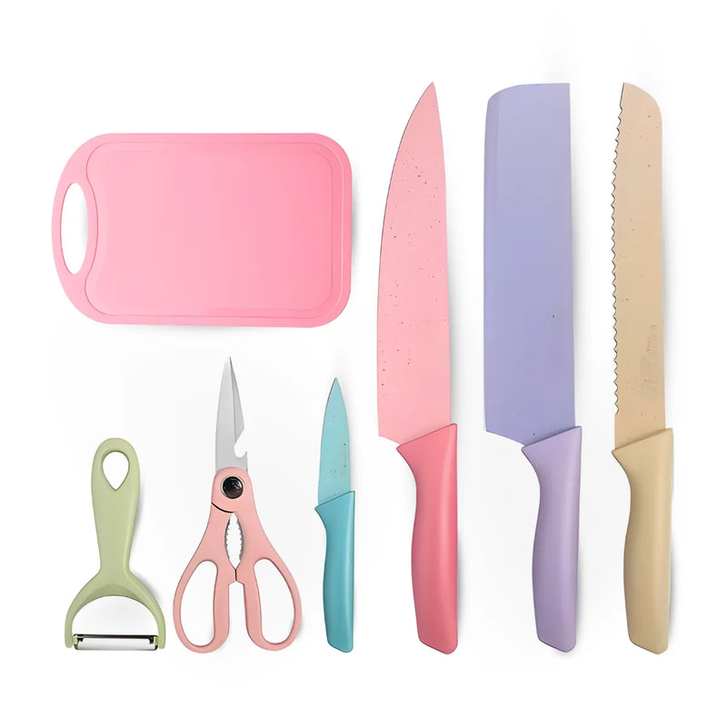 Conjunto de Facas 7 Peças Aço Inoxidável Coloridas