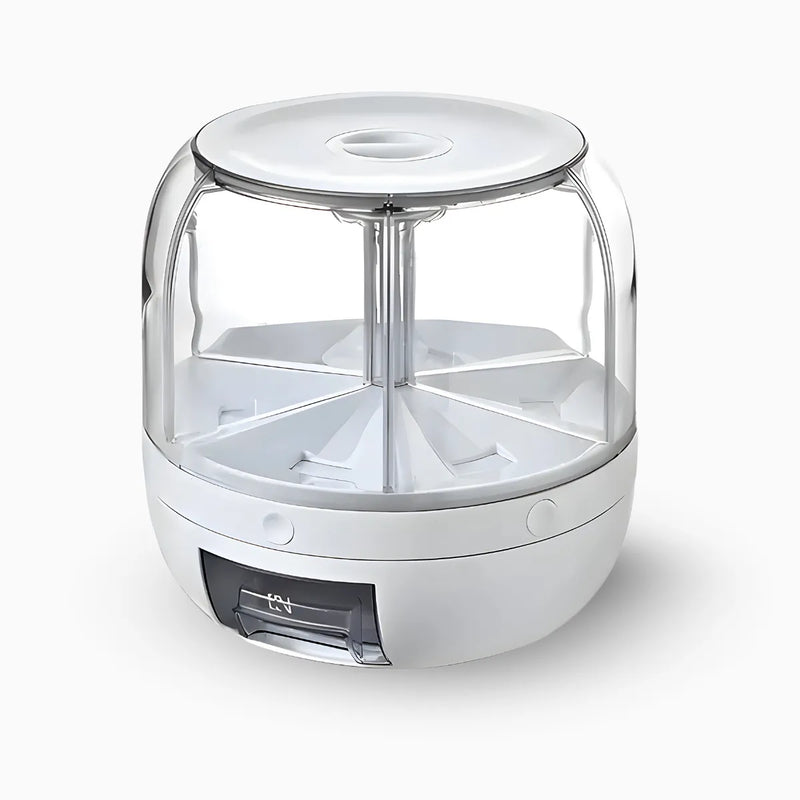 Dispenser de Alimentos e Grãos Giratório com 6 Divisões