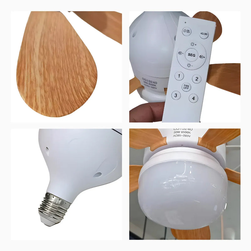 Luminária Ventilador Teto Controle Remoto 5 Pétalas