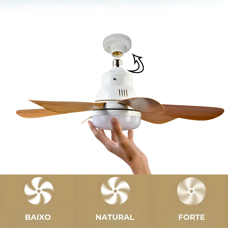 Luminária Ventilador Teto Controle Remoto 5 Pétalas