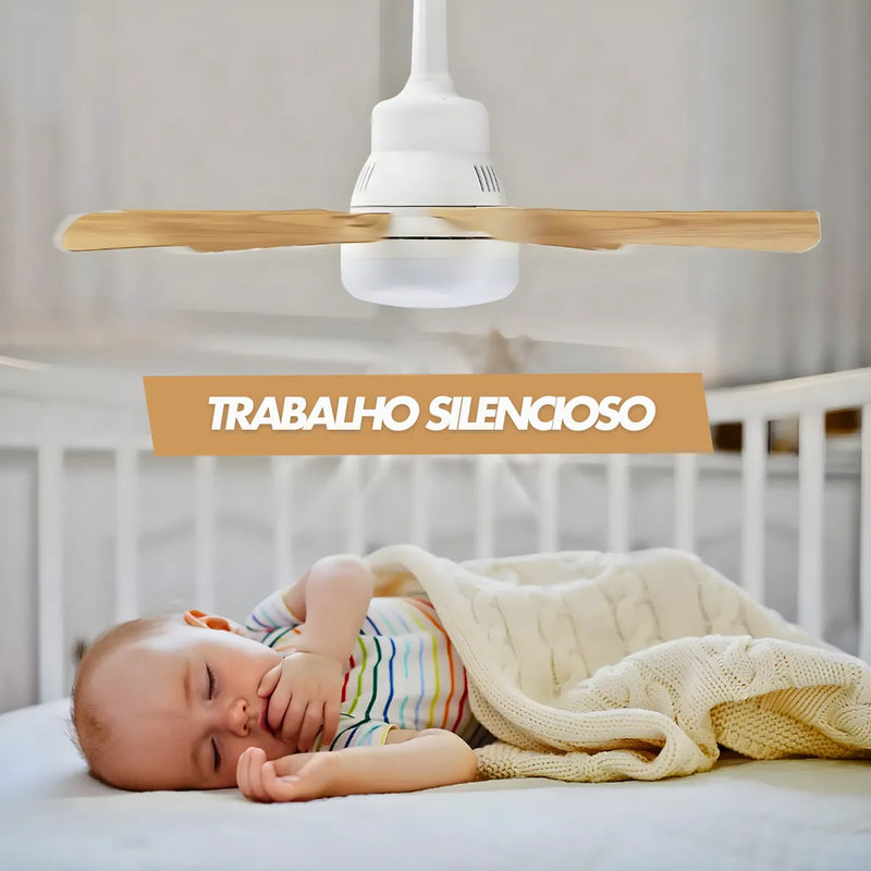 Luminária Ventilador Teto Controle Remoto 5 Pétalas