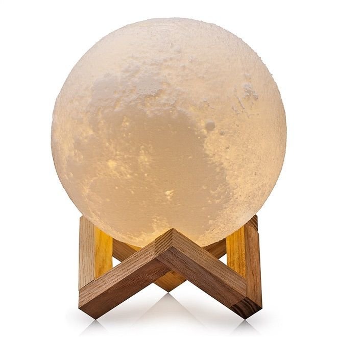 Luminária Lua Cheia 3D Abajur USB com Suporte