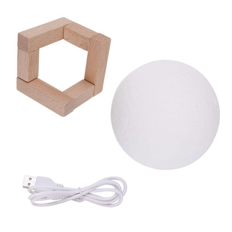 Luminária Lua Cheia 3D Abajur USB com Suporte