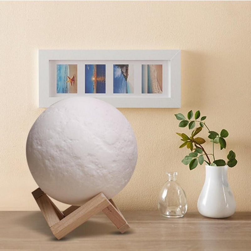 Luminária Lua Cheia 3D Abajur USB com Suporte