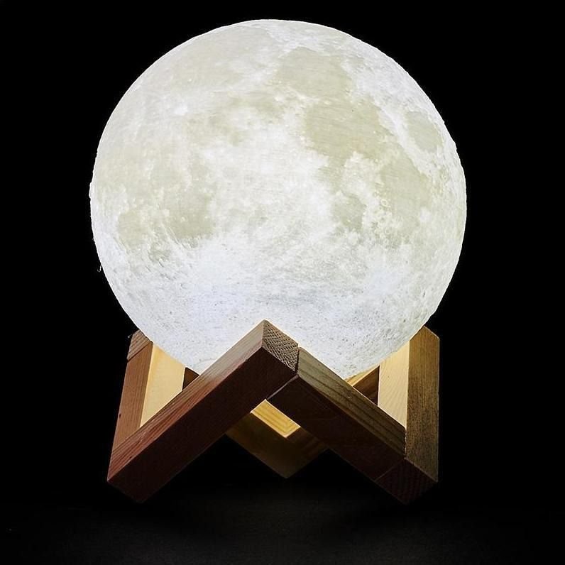 Luminária Lua Cheia 3D Abajur USB com Suporte