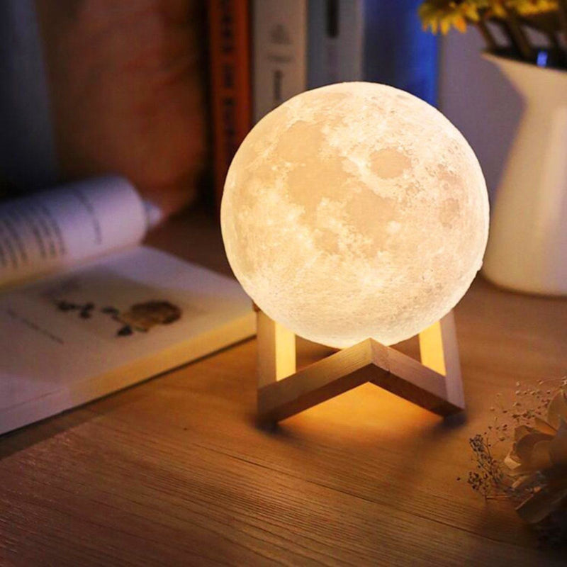 Luminária Lua Cheia 3D Abajur USB com Suporte
